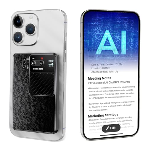 AI Registratore Vocale Ultra Sottile Supporta ChatGPT-4o Trascrizione Sommario Traduzione 107 Lingue Registrazioni Continue Fino a 48 Ore Design con Magnetico 64 GB
