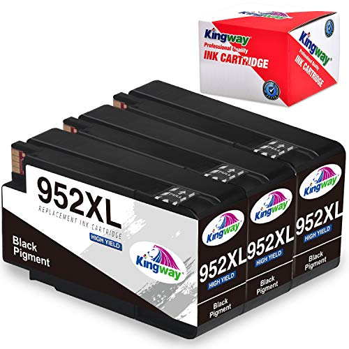 Kingway Remanufactured 952XL Ink Cartridges Replacement for HP 952 Ink Cartridges Combo Pack Work with OfficeJet Pro 8710 8715 8702 8725 8210 8216 Printer 3 Black