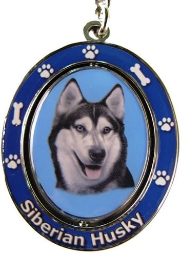 Siberian Husky Key Chain "Spinning Pet Key Chains"Double Sided Spinning Center With Siberian Huskys Face Made Of Heavy Quality Metal…