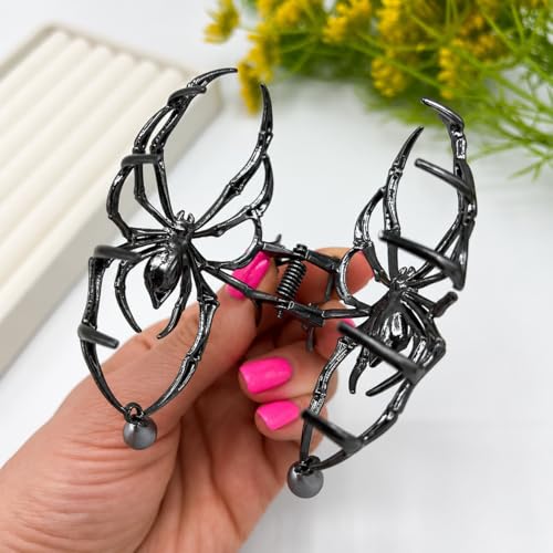 Pinza para cabello metálica negra estilo gótico miniatura 3