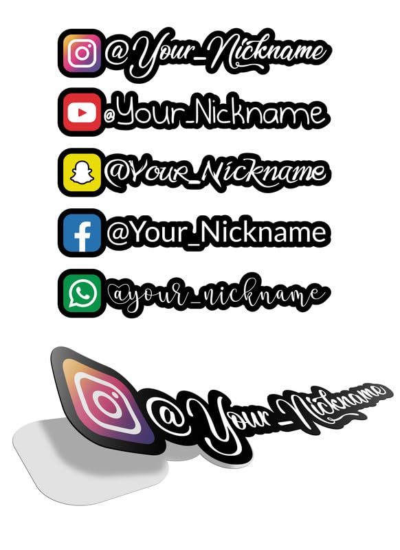 Custom Social Media Vinyl Stickers - Customized Name Username Logo - Custom Vinyl Sticker Car Window - Customized Decal Name Username