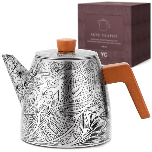 YC Yang Chai Théière avec Filtre Inox (1,1 L) – Théière Isotherme double paroi en acier inoxydable 304 – Moderne avec Infuseur à Thé Amovible –...