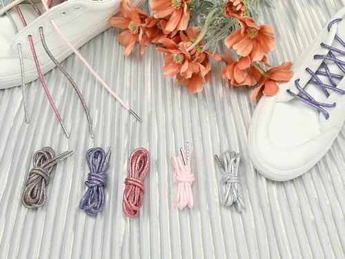 Round Metallic Glitter Shoelaces Colorful Fashion Shoe Laces for Athletic Sneakers Shoes Boot Strings 2 Pairs4