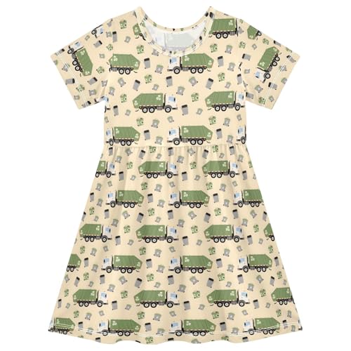 ALAZA Girls Summer Dress Short Sleeve Casual Girls Dresses for Kids 2-8 Years
