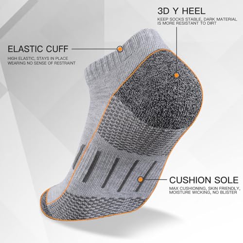 Ankle Socks for Men Cotton Breathable Comfort Cushioned Low Cut Athletic Hiking Running Workout Sports Socks3