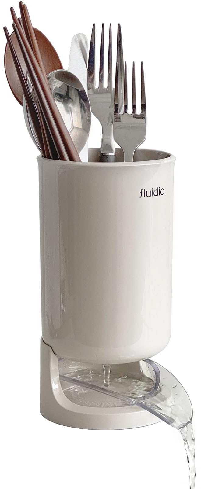 carrotez Soporte de secado de utensilios para encimera de cocina, autodrenante, cubiertos pequeños, soporte escurridor de cubiertos, beige, 1 unidad