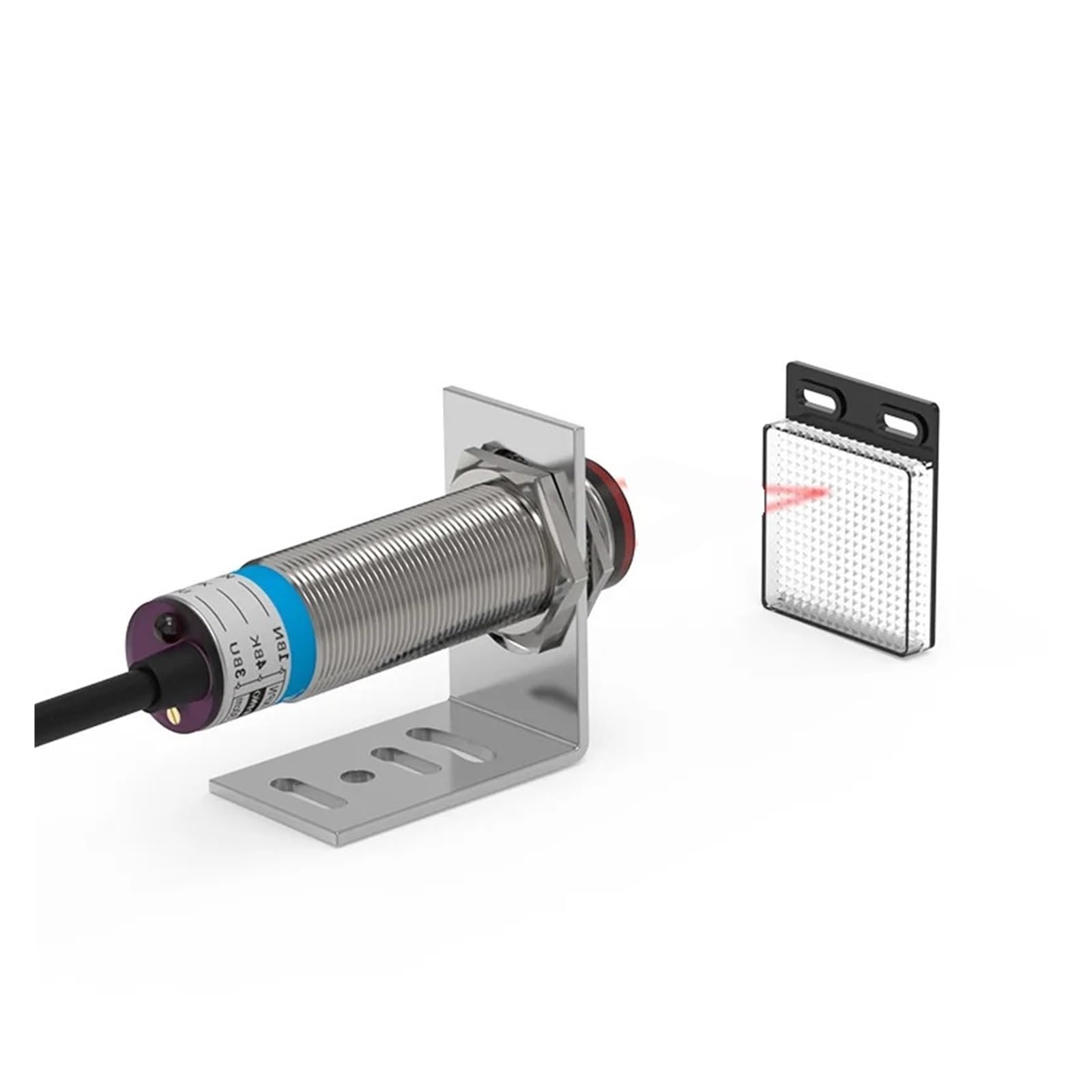 FANNIXI Photoelektrischer Sensor M18 – Retroreflektierend, 10–30V DC, NPN/PNP, Sichtbarer Punkt, Erfassung 0–8 M, Einstellbar (NC)