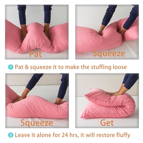 WhatsBedding Memory Foam Body Pillow with Breathable Zippered Cotton Cover, Full Body Pillow for Adults, Long Pillow for Sleeping, Firm Pillow Breathable Fluffy Supportive - Foggy Pink