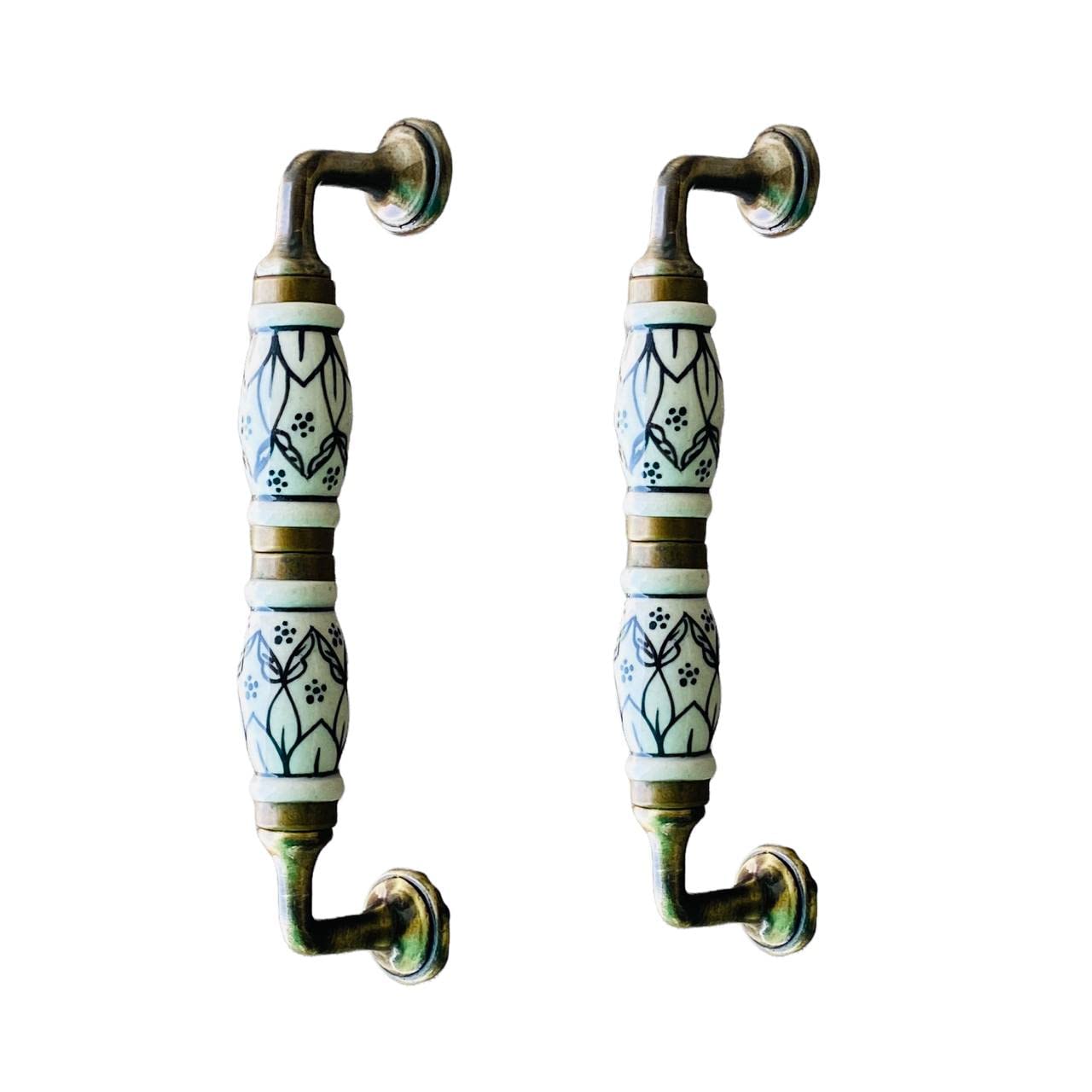 Maison Belle Ceramic Door Handle Gold Antique Finish - (Size 7 Inch) - Pack of 1 - Hole to Hole 6 INCH (2. HAND PAINTED) (B0BCR27HBR) Amazon Price History, Amazon Price Tracker