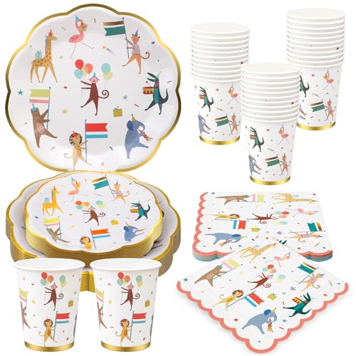 Maxdot 100 Pcs Animal Parade Party Plates Set, Including 9 Inch and 7 Inch Animal Parade Paper Scalloped Plates, Cute Disposable Napkins and Paper Cups for Kids Birthday Decorations, Baby Shower Maxdot 100 Pcs Animal Parade Party Plates Set, Including 9 Inch and 7 Inch Animal Parade Paper Scalloped Plates, Cute Disposable Napkins and Paper Cups for Kids Birthday Decorations, Baby Shower