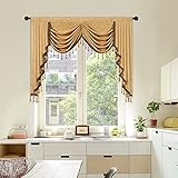 ELKCA Jacquard Waterfall Valance with Luxury Beads Yellow Window Curtains Valance for Living...