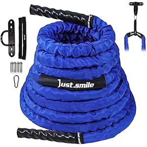 Battle Ropes,Ropes for Working Out, Battle Rope for Home Gym with Cover, Steel Anchor & Strap Included, Heavy Ropes for Exercise Training – 1.5/2 Inch…