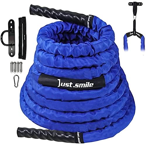 Battle Ropes,Ropes for Working Out, Battle Rope for Home Gym with Cover, Steel Anchor & Strap Included, Heavy Ropes for Exercise Training – 1.5/2 Inch…