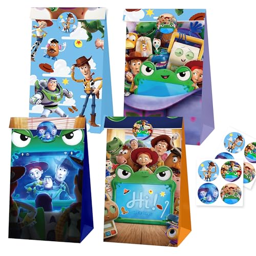 Famiresang For Toy Movie Story 5 Birthday Party Gift Bags Cartoon Theme Goodie Bags Birthday Party Favor Bags Party Decorations Supplies for Boys and Girls (12Pcs)