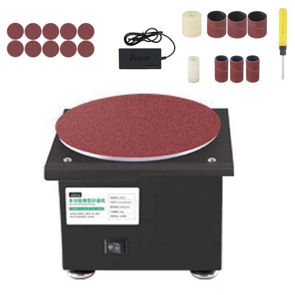 Lijadora de banda y disco de banco para metal, lijadora de rodillo abrasivo sobremesa con base de fundición, amoladora giratoria 20/40mm y lijadora de disco 150mm para lijado de madera en taller(3)