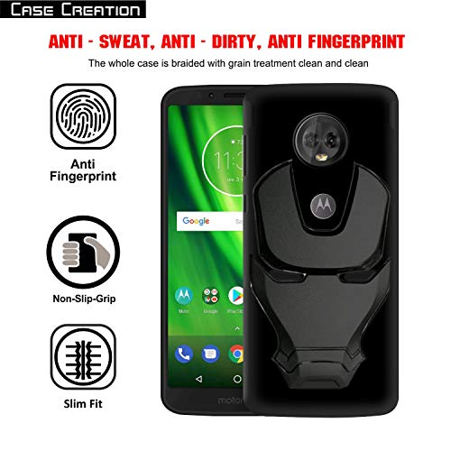 Image of COVERLY Official 3D Touch Feel Trending Marvel Avengers Logo Mask Soft Rugged Grip Iron Man Super Power Cartoon Movie Engraved Silicone Matte Back Cover for Motorola Moto E5 Plus -Black