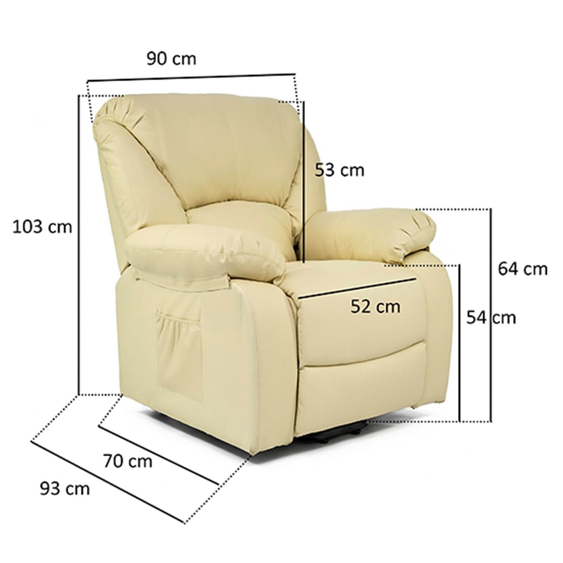 ECODE® Fauteuil Relax Releveur Reclinable en Similicuir avec Massage, Chaleur Lombaire et USB de Charge – Mode TV Reclinable, 10 Vibreurs, Idéal pour Personnes Âgées