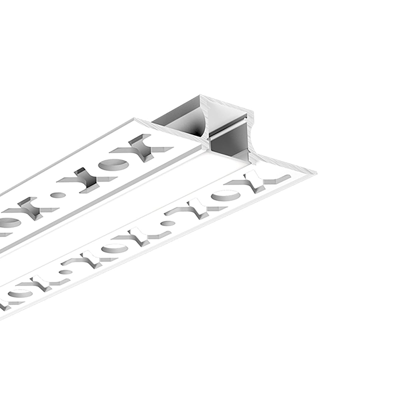 G.w.s Silver G.w.s® Plaster-In Trimless Recessed Led Profile, 1-Pack Aluminium Channel For Led Strip Light, 1 Metre 57Mmx14.4mm (201-C5715)