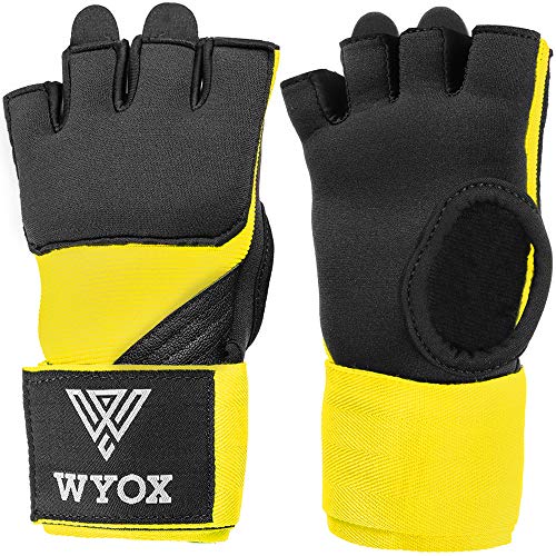 Wyox Gel Quick Hand Wraps For Boxing Mma Kickboxing - Ez-Off & On - Padded Knuckle With Wrist Wrap Protection For Men Women Youth (Yellow, X-Small) #TOP7