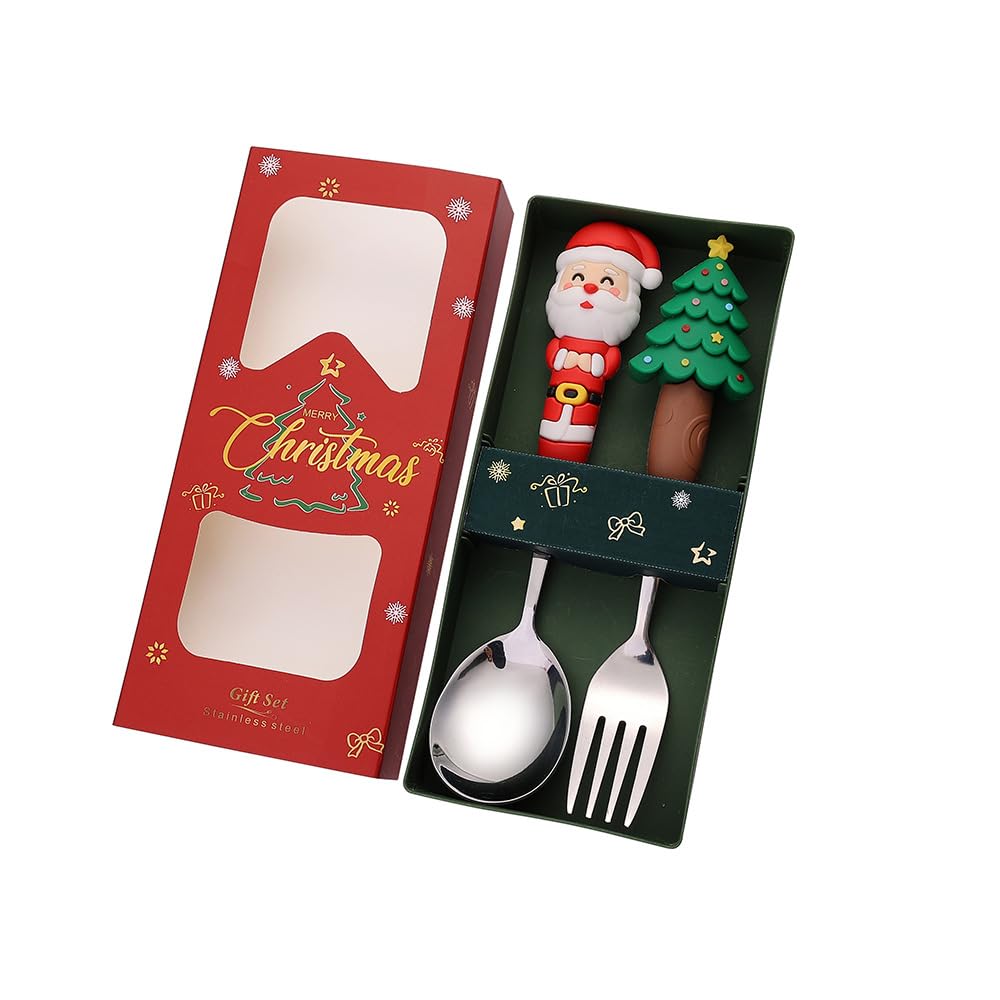 Yhplxyuus Spoon and Fork Set Holiday Dining Cutlery Christmas 410Stainless Steel Tableware Perfect for Parties and Present Festival Dining Accessories