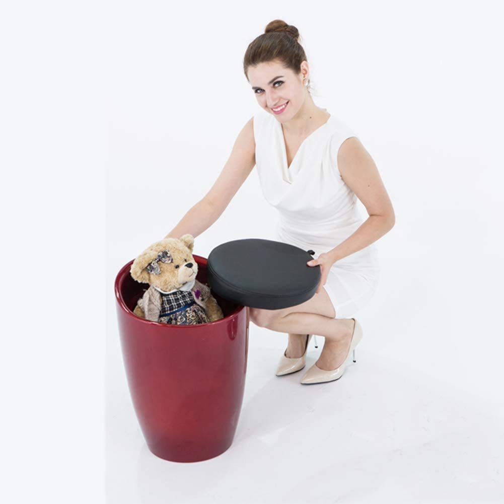 GaRcan Otomana de Almacenamiento de Cuero de PU con cojín de Asiento extraíble, reposapiés para Taburete, Taburete tapizado otomano, Cubo de Almacenamiento de Ropa para baño (C)