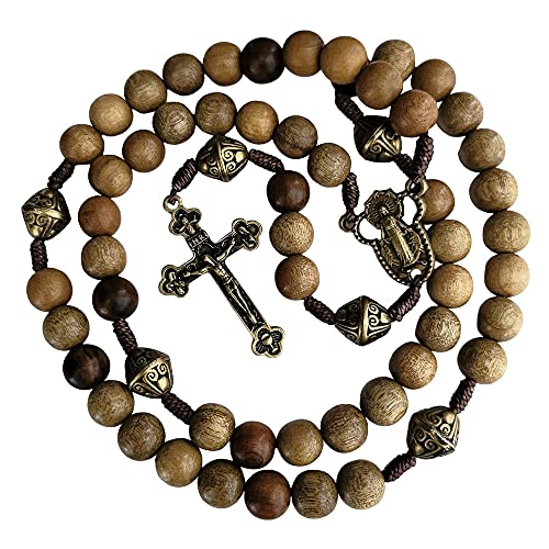 Wood Rosary - Elegantly Handmade Wooden Bead and Bronze Rosary Catholic or Christian Gift Rosaries