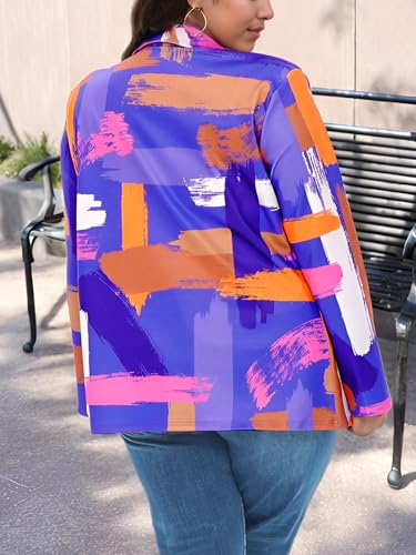 Plus Size Blazers for Curvy Women Sexy Trendy Colorful Oversize Graphic Open Front Jackets3