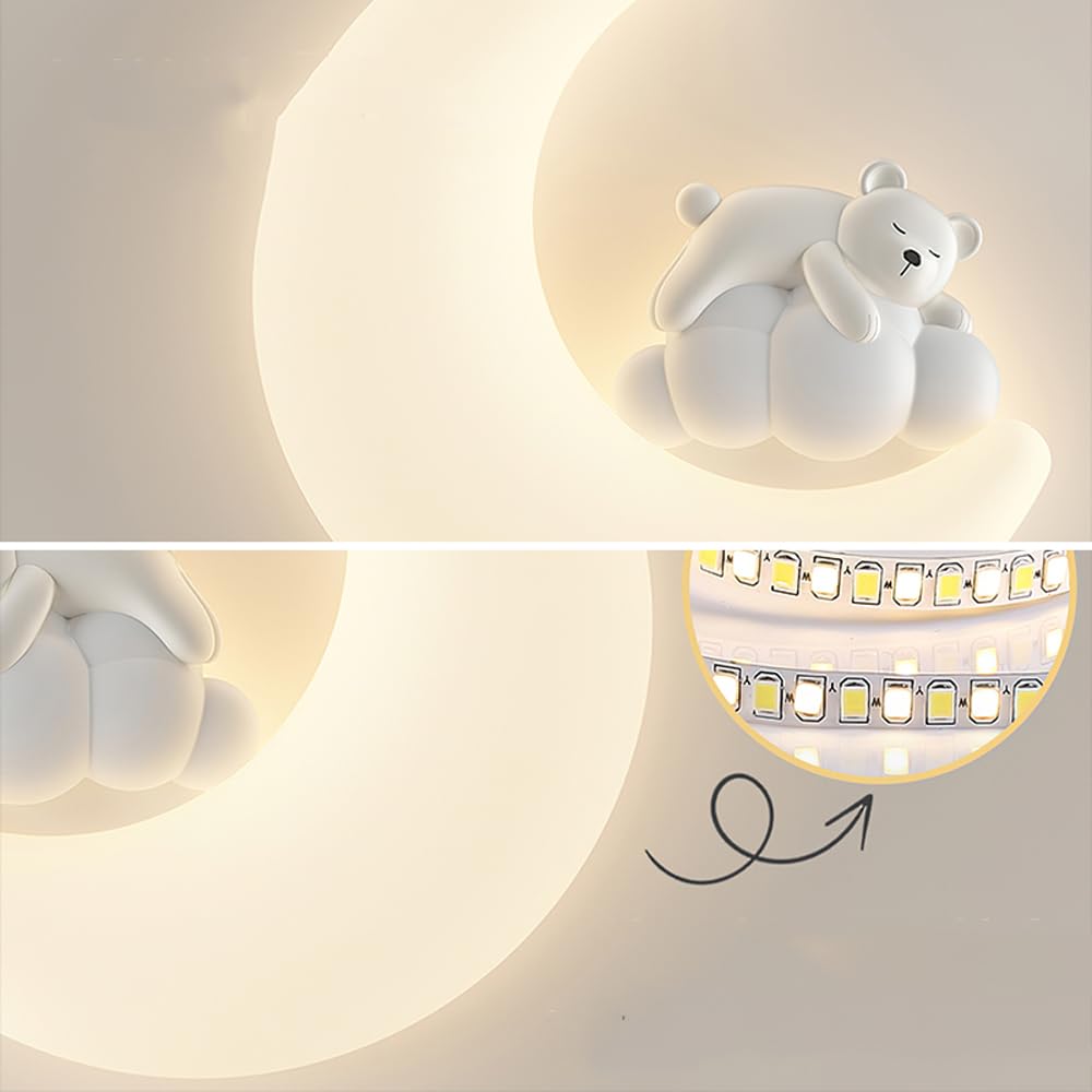 Applique da parete a forma di luna, per cameretta dei bambini, con cavo, a forma di coniglio e orso, a forma di animale, luce notturna per cameretta dei bambini, lampada da parete moderna nordica per