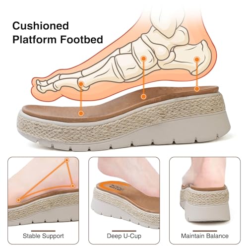 Image of ziitop Womens Wedge Platform Espadrille Sandals with Orthopedic Arch Support Adjustable Ankle Strap Open Toe for Casual Walking