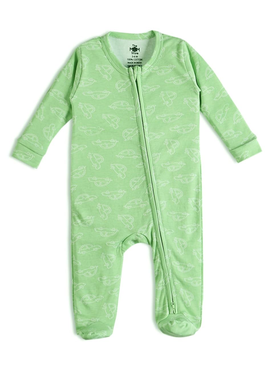 The Mom Store Baby Zipper Romper For Boys And Girls | Cotton | Soft And Comfortable Infant Bodysuit | Trendy Stylish Sleepsuit Nightsuit For Newborn Baby | Printed | Unisex Sleep Wear