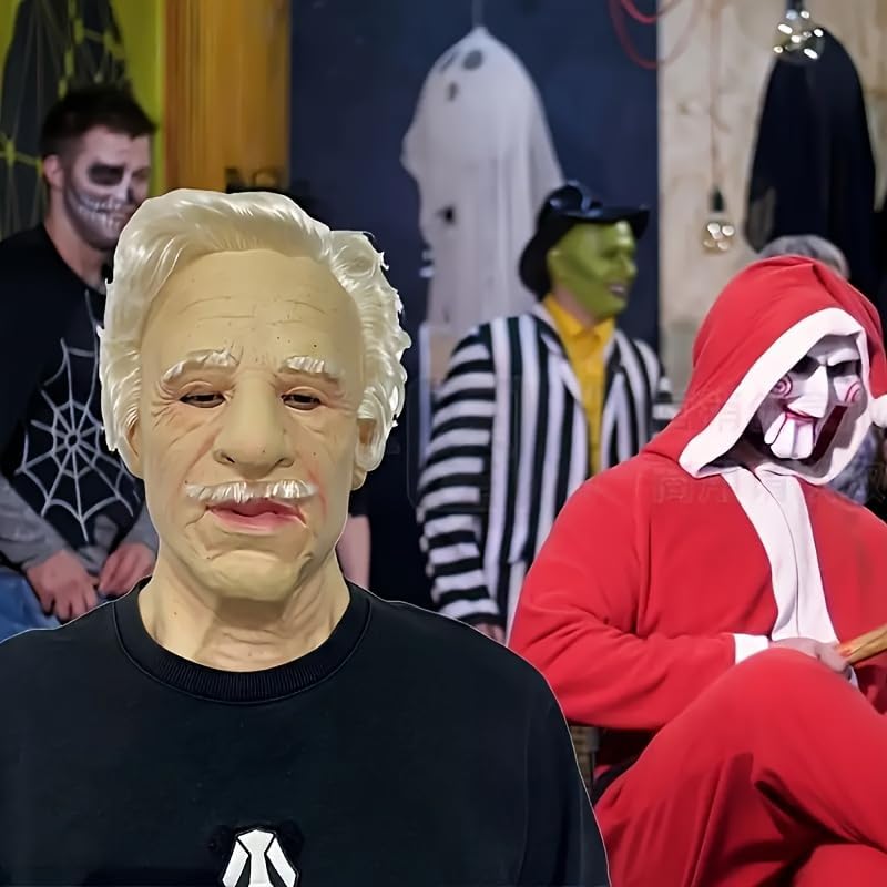 Christmas Mask Santa Claus Old Men Mask Realistic Human Wrinkle Face Grandpa Cosplay Costume Props 3D Face Headwear - Image 4