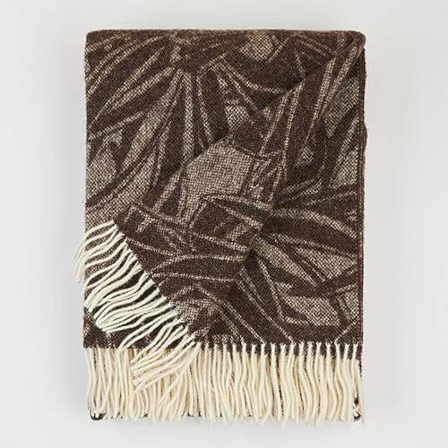 Cozy Blankets | Wool Blanket/Throw | 100% New Zealand Wool | Perfect for Home and Outdoors | Virgin Wool Blanket with Fringes 55"x79" (140 x 200 cm) (Brown Leaves) by Cozy Blankets - Used condition - Image 2