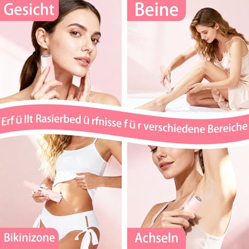 Beanify Damenrasierer Elektrisch & Bikini Trimmer 2-in-1 mit LED Digitalanzeige, IPX7 wasserdicht, Nass- & Trockenrasierer, Wiederaufladbarer Elektrorasierer für Gesicht, Intimbereich 3