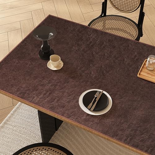 Camino de mesa de cuero marrón extra ancho 45 x 55 cm impermeable y resistente a altas temperaturas, perfecto para cocina y comedor, juegos de mesa rectangulares, cómodas y muebles de dormitorio (55 x