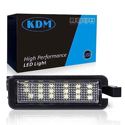 KDM LED License Number Plate Light Assembly Compatible with 2015-2023 Dodge Charger Challenger Chrysler 300 Pacific Je-ep Compass, Rear Bumper Tag Lamp Replacement 6000K Bright White,1Pack
