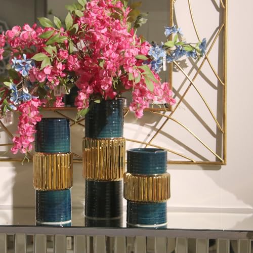 Vase céramique vert foncé et or idéal pour décorer une table - 4