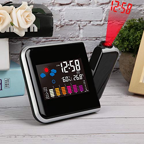 aqxreight Multifunctional LCD Color Screen Electronic Alarm Clock Projection Weather Clock