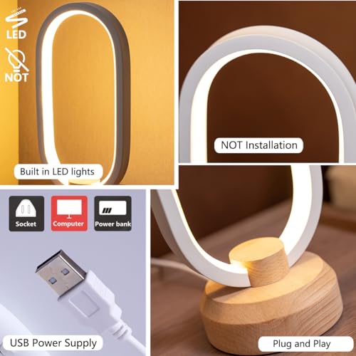 BASRAE Nightstand Bedside Lamp for Bedroom,Modern LED Oval Table Lamp Small Night Table Light,3000K- 6000K Colour Temperature Dimmable Lamps,Kids Adults Living Room Simple Home Decoration - Image 4
