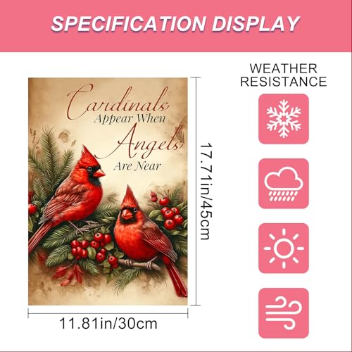 Image of BlissYard Winter Garden Flag Cardinal Angels Quote 12 x 18 Inch