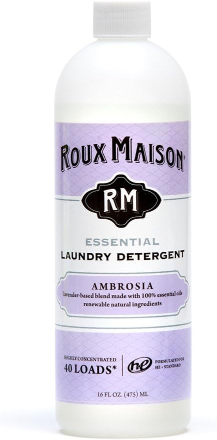 Laundry Detergent with High Efficiency (HE) All Purpose Formula, All Natural Laundry Soap, Up to 40 Machine Loads or 80+ Hand Washes, Essential Ambrosia 16oz.