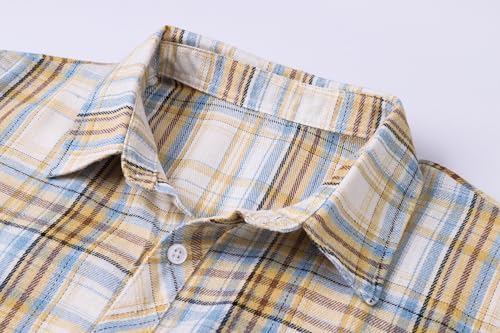 Image of Betusline Boy and Men Button Down Plaid Shirt | Soft,Breathable and Comfortable Fabric