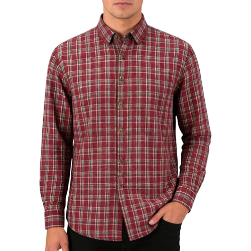 RUMAOZIA Men's Checked Shirt Long Sleeve Cotton Casual Shirts Regular Fit Checked Shirt Casual Shirt Traditional Shirts Men Button Down Work Shirt Men's Shirt Classic Stretch Business Shirt, O Red, XL - Image 5