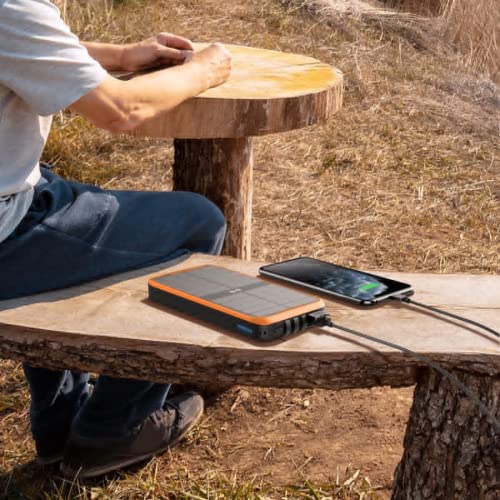 superallure Solar Charger Power Bank,Portable Charger,43800mAh Qc3.0 Fast Charger Qi 10W Wireless Charging Built-in 2 Kinds Output Cable and 680Lumen Bright flashlights