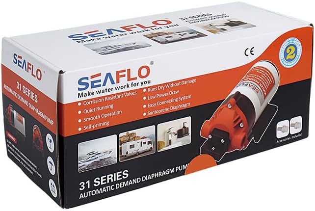 Miniatura 4 de SEAFLO Bomba de diafragma CC de 24 V 1.8 GPM 120 PSI Serie 31 - Bomba de agua de alta presión autocebante para caravanas, barcos, agricultura y