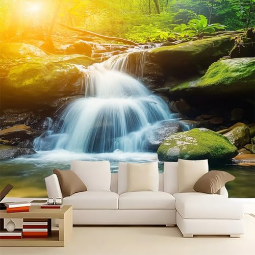 Fototapete Jungle Waterfall Wanddekoration, Green White Vlies Tapeten 157.5" x 110.2"(WxH) Moderne Wandtapete Wohnzimmer Schlafzimmer schmücken Pflegeleichte Kunsttapete Fototapete Jungle Waterfall Wanddekoration, Green White Vlies Tapeten 157.5" x 110.2"(WxH) Moderne Wandtapete Wohnzimmer Schlafzimmer schmücken Pflegeleichte Kunsttapete