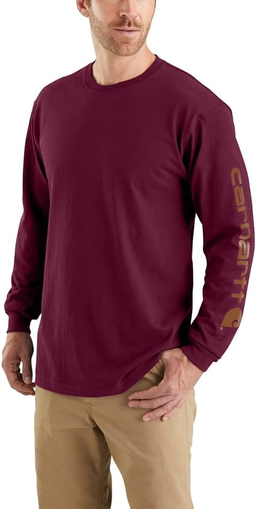 Men's Loose Fit Heavyweight Long-sleeve Logo Sleeve Graphic T-shirt