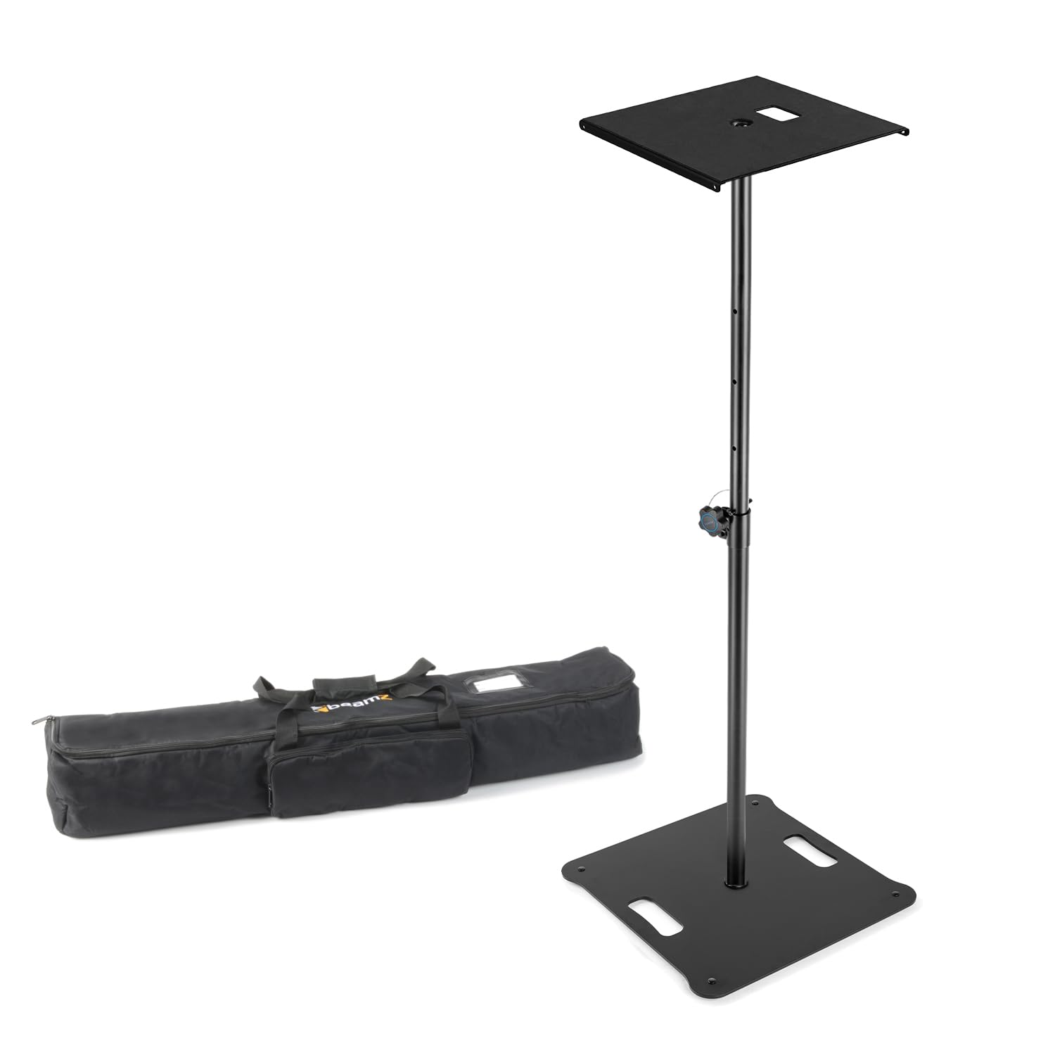 VONYX 2x Square Base Lighting Plinth Stands Set with Shelves and Padded Bag, 1.8m, 35kg Load – DJ Light Podium Pair for Moving Head, Projector, Effect Fixture, Modular Transport Solution