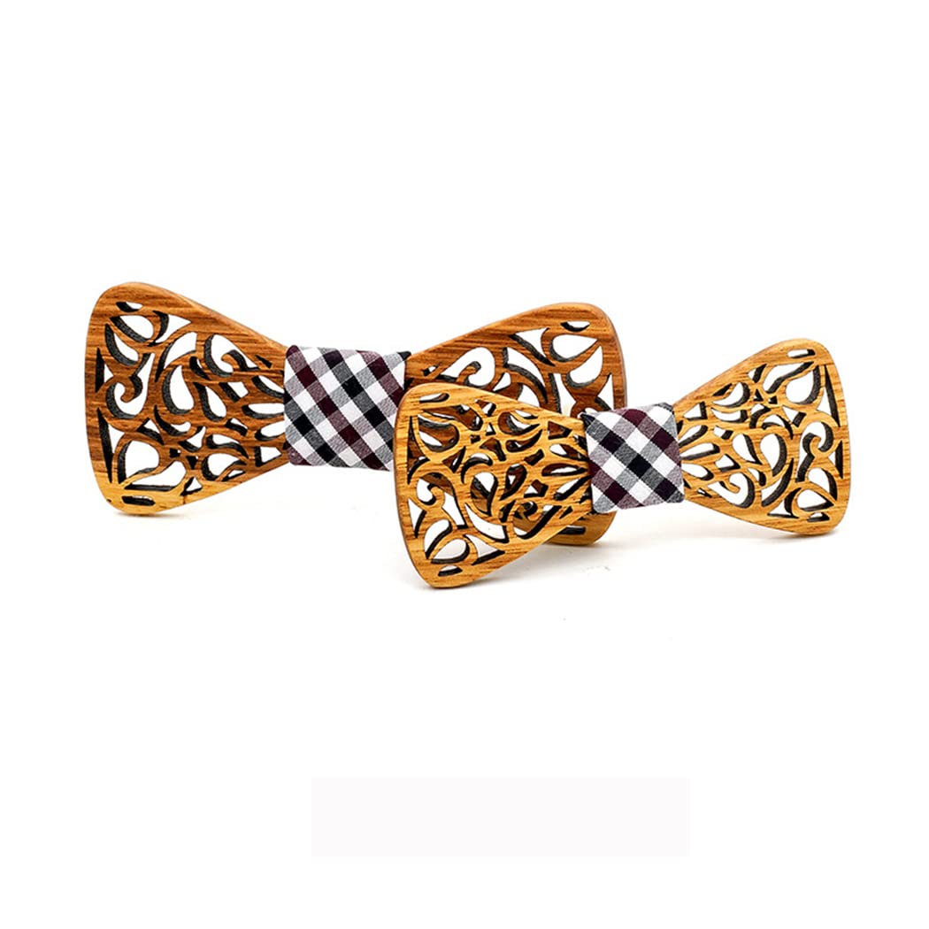 HZQIFEI Farfalla In Legno, 2 Set Di Papillon In Legno Da Uomo + Papillon In Legno Per Bambini, Stile#01, Taglia Unica