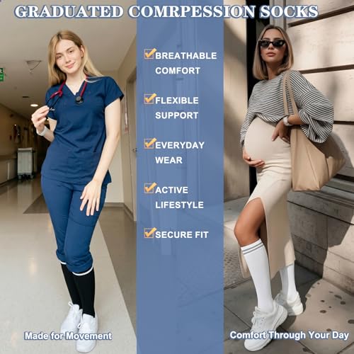 Image of Sooverki Compression Socks for Women and Men Circulation (3 /4 Pairs) is Best Support for Running Athletic Cycling Hiking