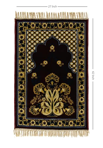 Image of Janamaz Prayer Mat - Turkey Soft Velvet Namaz Mat | Premium Aasan for Daily Salah, Janimaz Namaz, Comfortable & Durable Prayer Mat | 44x27 Inch, (12)